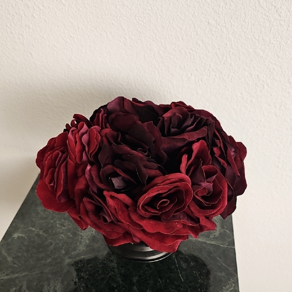 Luxurious Red Faux Floral Accent Bouquet - Picture 3 of 4